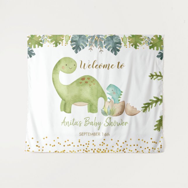 Dinosaur Babydusche Zeichenband Wandteppich (Vorderseite (Horizontal))