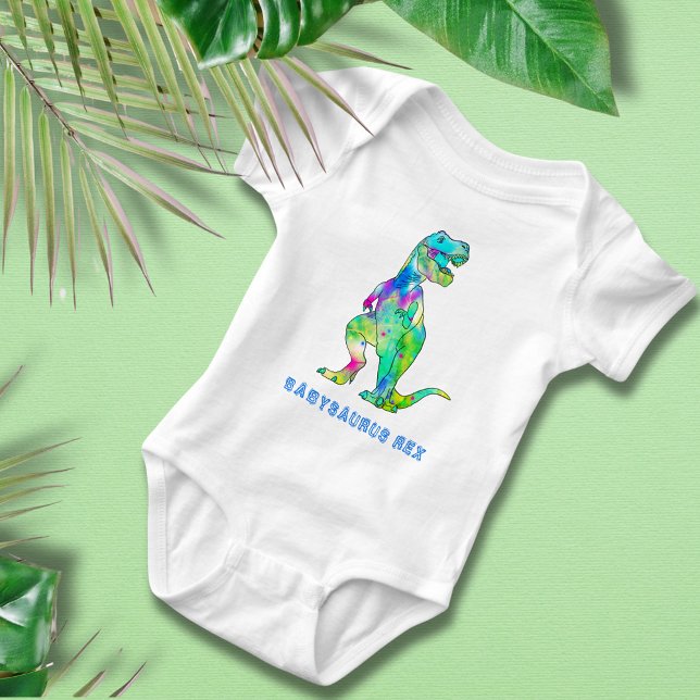 Dinosaur Babysaurus Rex Baby Strampler (Colorful dinosaur babysaurus Rex baby vest watercolor T-Rex )