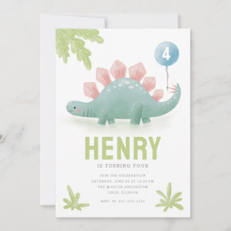 Dinosaur Balloon Kids Einladung zum Geburtstag
