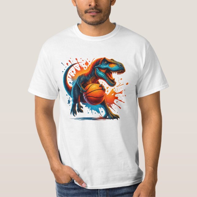 Dinosaur Basketball T - Shirt - T-Rex Sports Graph (Vorderseite)