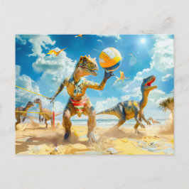 Dinosaur Beach Volleyball Game Feiertagspostkarte