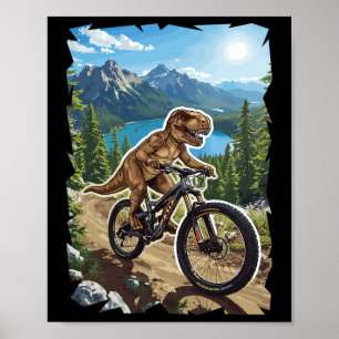 Dinosaur-Bergbiken auf Waldwegen  Poster