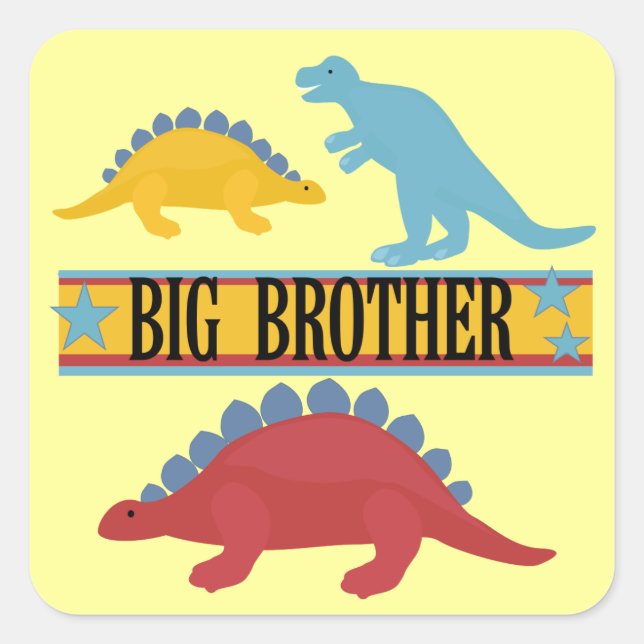 Dinosaur Big Brother Quadratischer Aufkleber (Vorderseite)