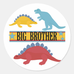 Dinosaur Big Brother Runder Aufkleber