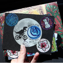 Dinosaur Bike und Mond Retro 80er Dino