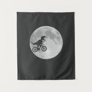 Dinosaur Bike und Moon Retro Dino Wandteppich