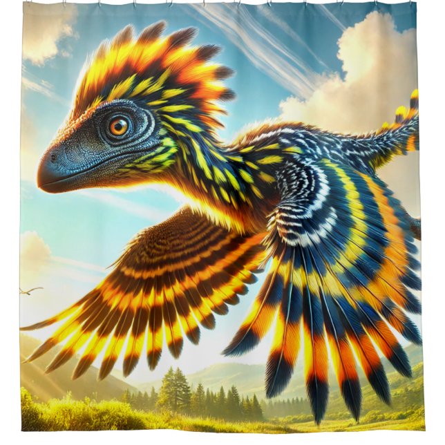 Dinosaur Bird Duschvorhang (Vorderseite)