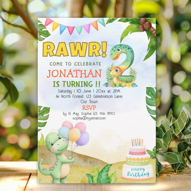 Dinosaur Birthday 2 for Boys | Rawr Dino party Einladung (Von Creator hochgeladen)