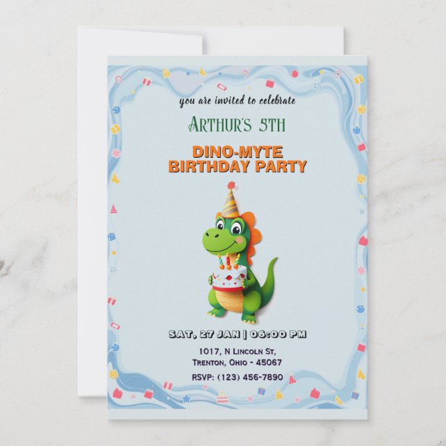 Dinosaur Birthday Bash Personalisiert Einladung (Vorderseite)