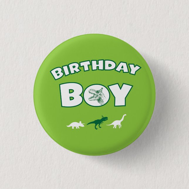Dinosaur Birthday Boy Button (Vorderseite)