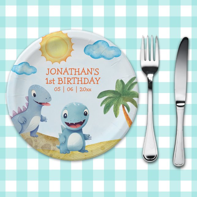 Dinosaur Birthday boy Party  Pappteller (Von Creator hochgeladen)