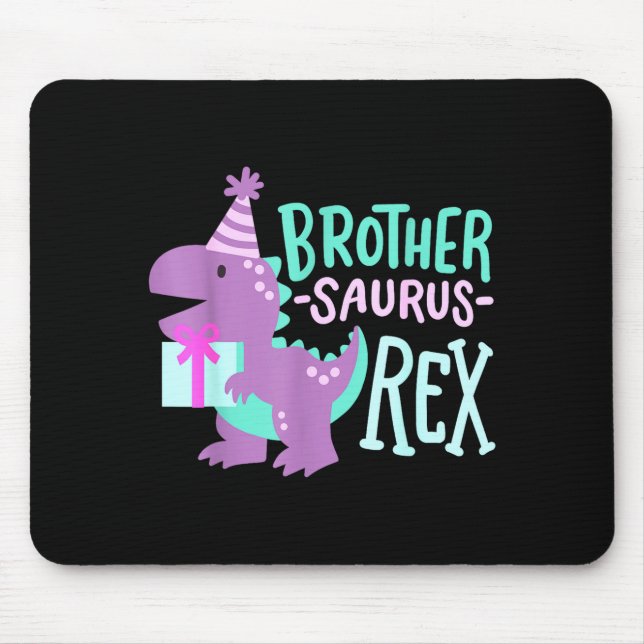 Dinosaur Birthday Brother Saurus T Rex Family Matc Mousepad (Vorne)