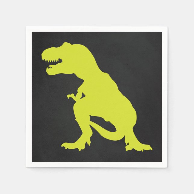 Dinosaur Birthday Chalkboard Green Serviette (Vorderseite)