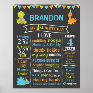 Dinosaur Birthday Chalkboard-Zeichen Poster