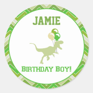 Dinosaur Birthday Cupcake Toppers/Stickers Runder Aufkleber