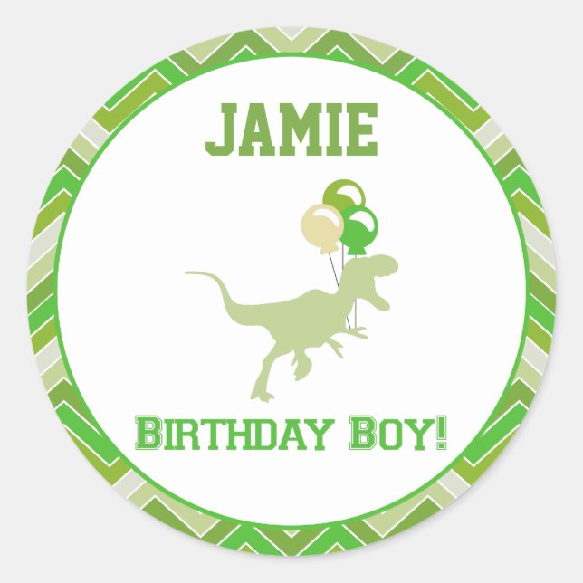 Dinosaur Birthday Cupcake Toppers/Stickers Runder Aufkleber (Vorderseite)