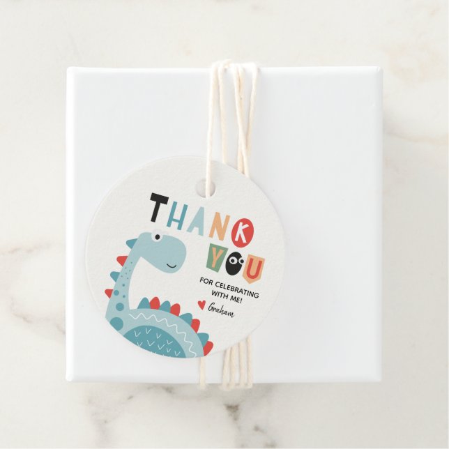 Dinosaur Birthday Danke Geschenkanhänger (Beispiel)