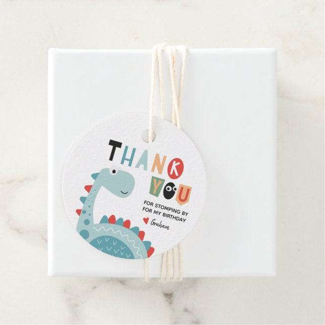 Dinosaur Birthday Danke Geschenkanhänger (Beispiel)