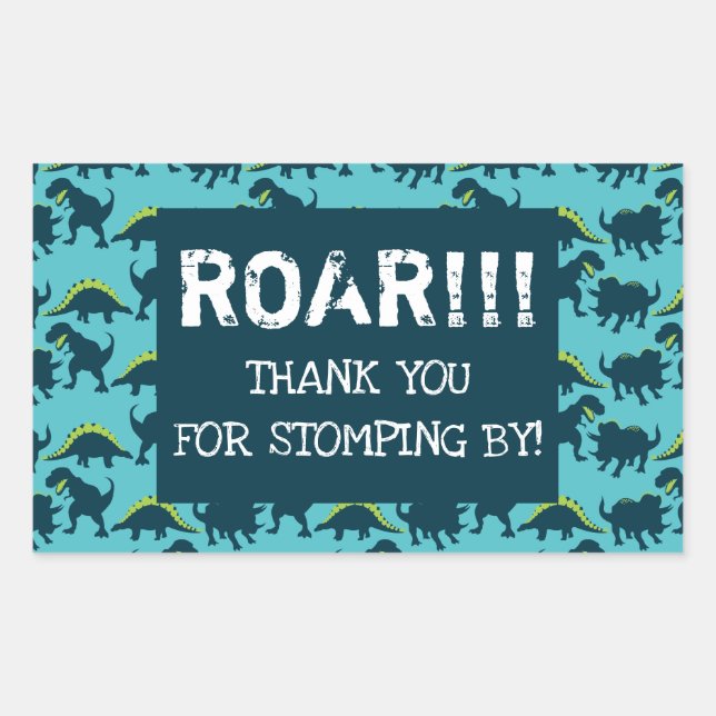 Dinosaur Birthday Danke Stickers (Vorderseite)