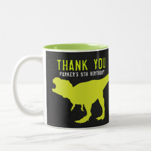 Dinosaur Birthday Danke Zweifarbige Tasse