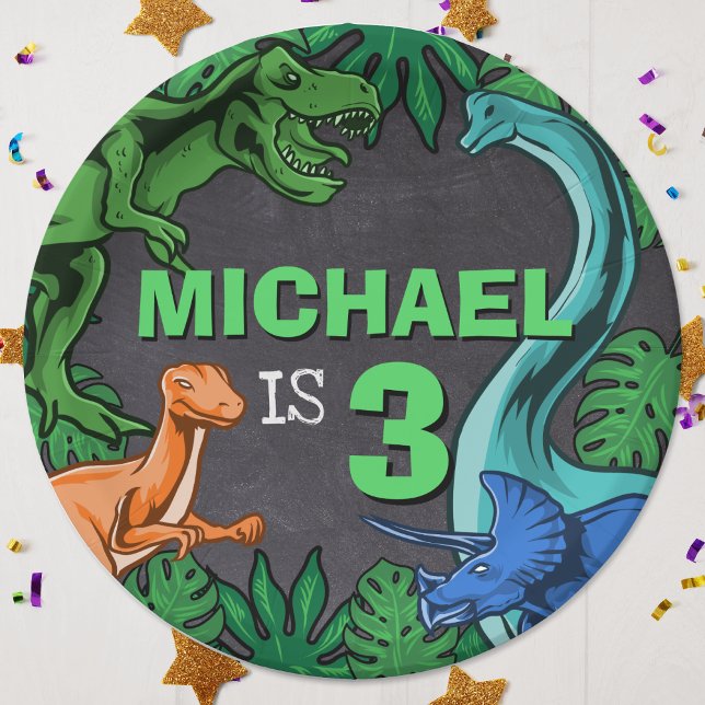 Dinosaur Birthday Dino Trex Prähistorische Kinder Pappteller (Personalized Dinosaur Birthday Party for Kids Paper Plates)