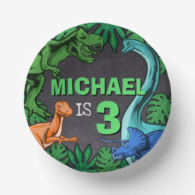 Dinosaur Birthday Dino Trex Prähistorische Kinder Pappteller (Vorderseite)