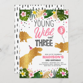 Dinosaur Birthday Einladen Wild und Drei-Dino-Part Einladung