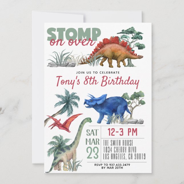 Dinosaur Birthday Einladung (Vorderseite)