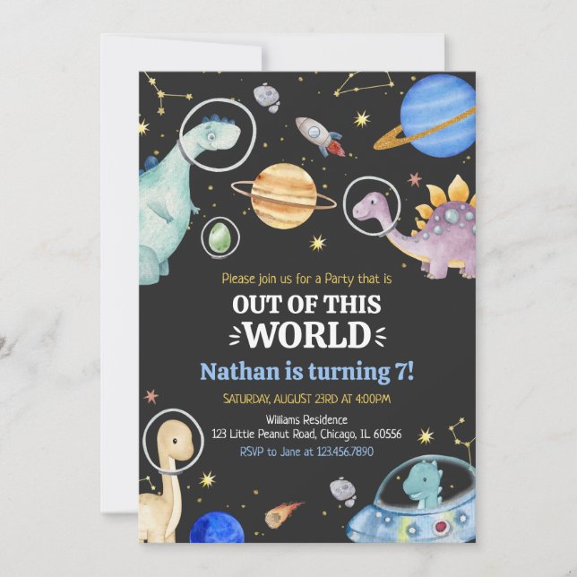 Dinosaur Birthday Einladung (Vorderseite)