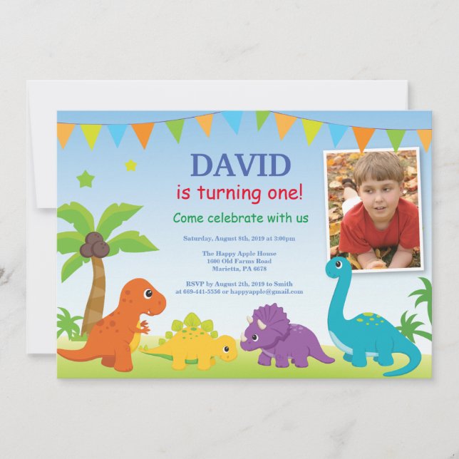Dinosaur Birthday Einladung Dino Party (Vorderseite)