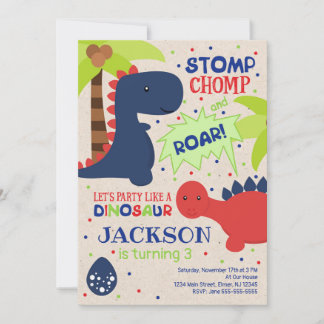 Dinosaur Birthday Einladung für einen Jungen