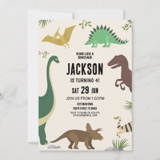 Dinosaur Birthday Einladung Party Boys Dinos