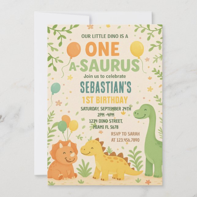 Dinosaur Birthday Einladungen (Vorderseite)