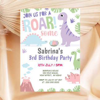 Dinosaur Birthday Girl Einladung