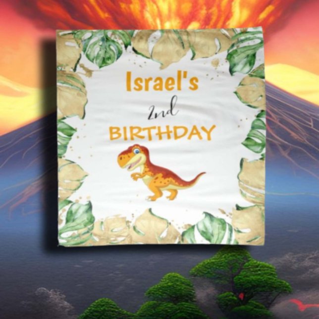 Dinosaur BIRTHDAY Gold Background Wandteppich (Perfect for a dinosaur-themed party, this gold accent will bring joy and excitement to the celebrati)