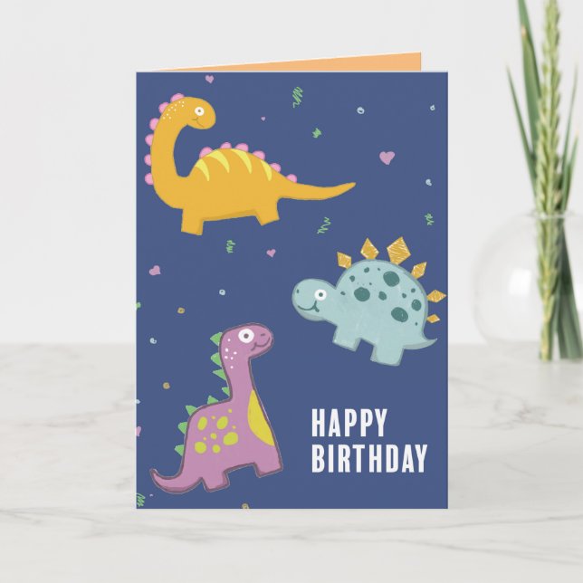 Dinosaur Birthday Grußkarte Karte (Vorderseite)