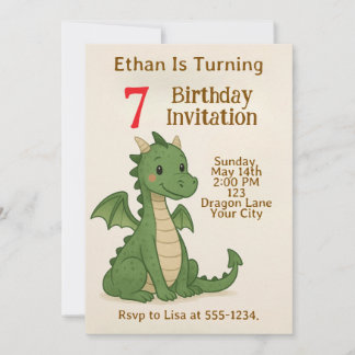 Dinosaur Birthday Invitation Einladung