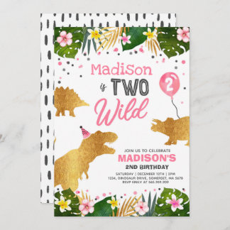 Dinosaur Birthday Invite Two Wild Dinosaur Party Einladung