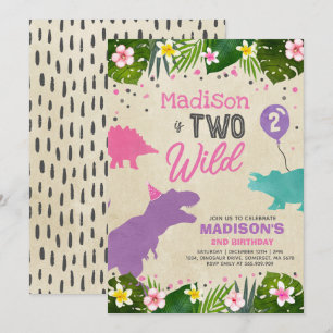 Dinosaur Birthday Invite Two Wild Dinosaur Party Einladung