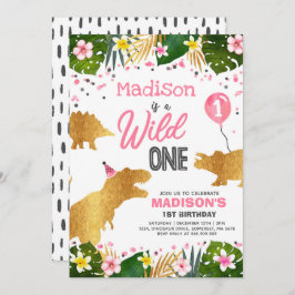 Dinosaur Birthday Invite Wild One Dinosaur Party Einladung