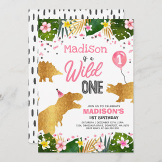 Dinosaur Birthday Invite Wild One Dinosaur Party Einladung