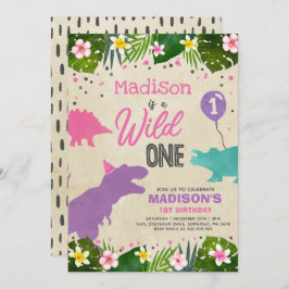 Dinosaur Birthday Invite Wild One Dinosaur Party Einladung