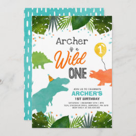 Dinosaur Birthday Invite Wild One Dinosaur Party Einladung