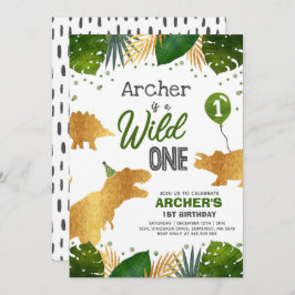 Dinosaur Birthday Invite Wild One Dinosaur Party Einladung