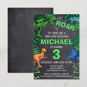 Dinosaur Birthday Kinder Dino Trex Junge Einladung