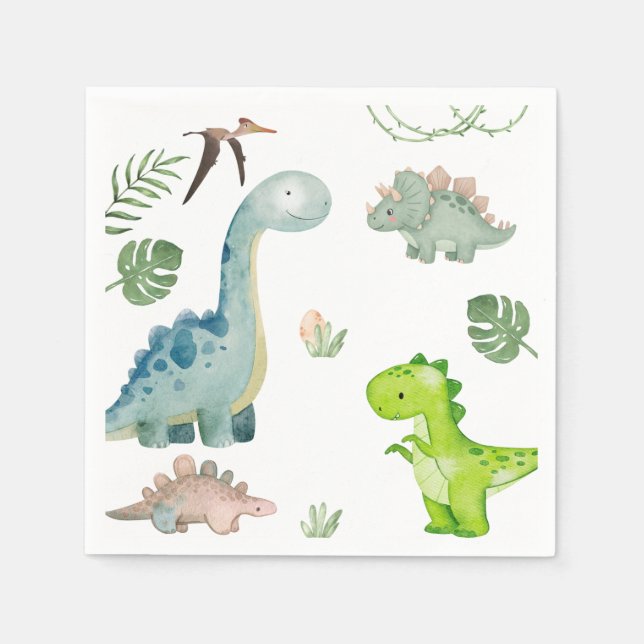 Dinosaur Birthday Napkins Serviette (Vorderseite)