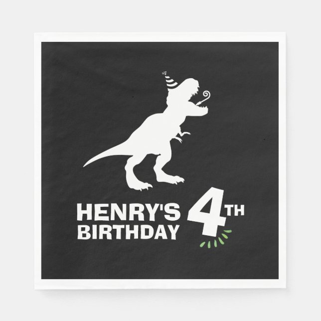 Dinosaur Birthday Paper Napkins Serviette (Vorderseite)
