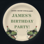 Dinosaur Birthday Paper Plate Kids Party Pappteller<br><div class="desc">Mit dieser Dinosaurier Geburtstagspackette vergnügen Sie sich in der Vorgeschichte! Mit einem spielerischen T-Rex in Party-Equipment und einem bunten, rauschigen Design sind diese Party-Teller perfekt für Jungs- und Mädchenfeiern. Personalisieren Sie sich mit dem Namen und Alter des Geburtstagskinders in Ihrem Browser - keine Software erforderlich. Diese Teller eignen sich perfekt...</div>