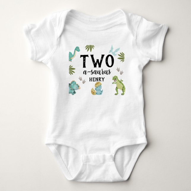 Dinosaur Birthday Party Baby Strampler (Vorderseite)