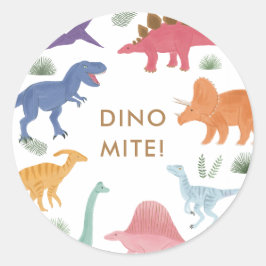Dinosaur Birthday Party Classic Round Sticker